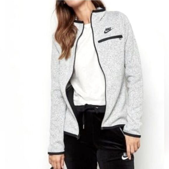 NIKE TECH Fleece Full Zip Up Summit Jacket Women’s Heather Gray Size Small - Picture 1 of 4